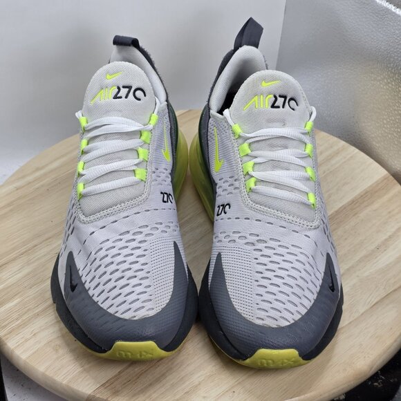 Mens Size 9 -Nike Air Max 270 Platinum Tint Volt White Grey  - CJ0550-001 RARE - Picture 4 of 14